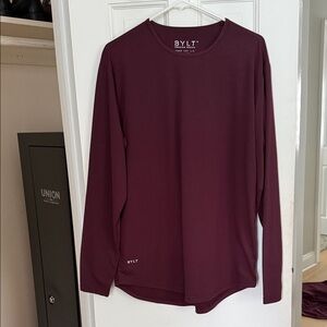 BYLT Basics Men's Burgundy Long Sleeve Tee